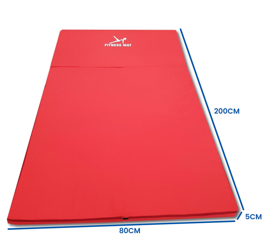 FITNESS MAT - Waterdicht-Opvouwbaar-Extra dik 5 cm - Rood-80x200 cm