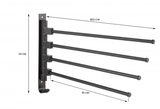 Handdoekenrek - 4 Armen - Opschroefbaar - 38.5 cm - Zilver