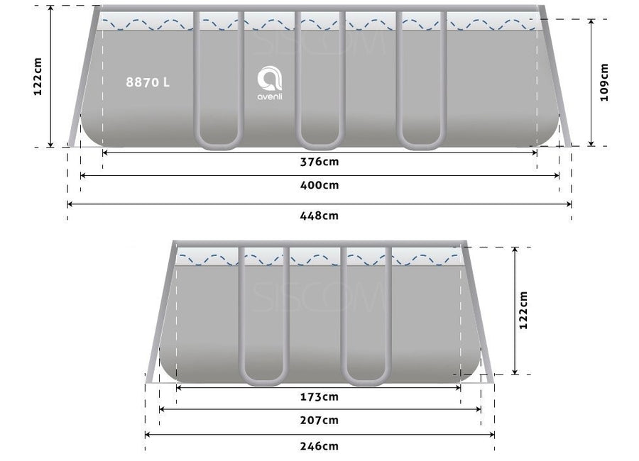 Opzetzwembad - 3-laags PVC, Pomp 2006 l/h - Grijs 400x207x122 cm