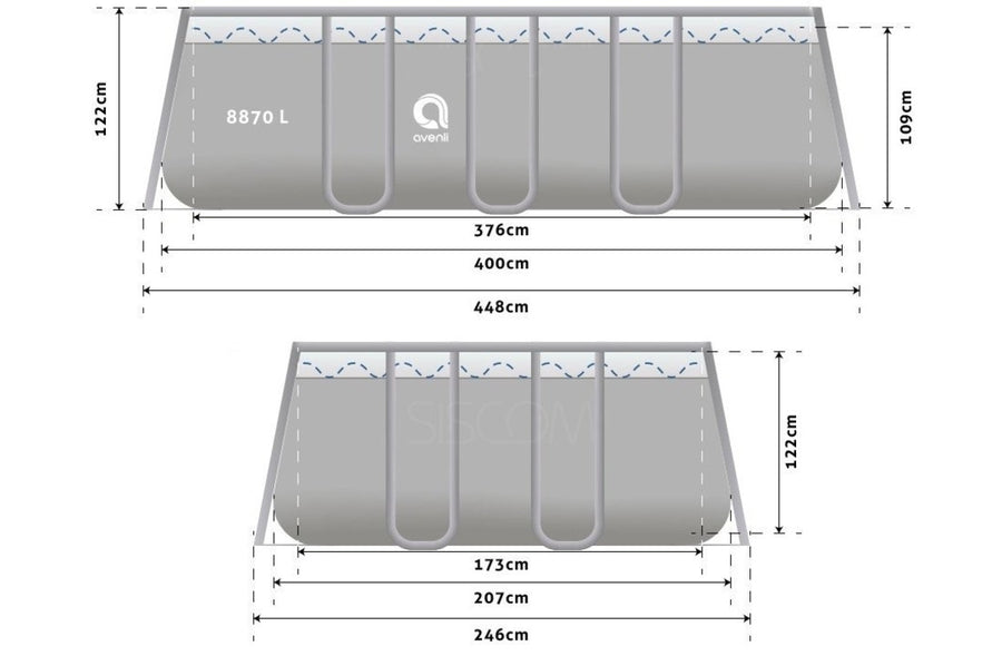 Opzetzwembad - zandfilterpomp 3028 L/h - grijs 400x207x122 cm