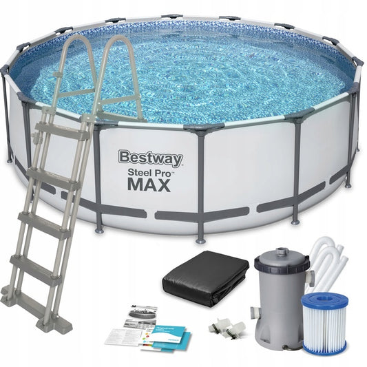 Opzetzwembad - 457x122 cm, 3-laags PVC, 16.015 liter, pomp 3028 l/h - Grijs