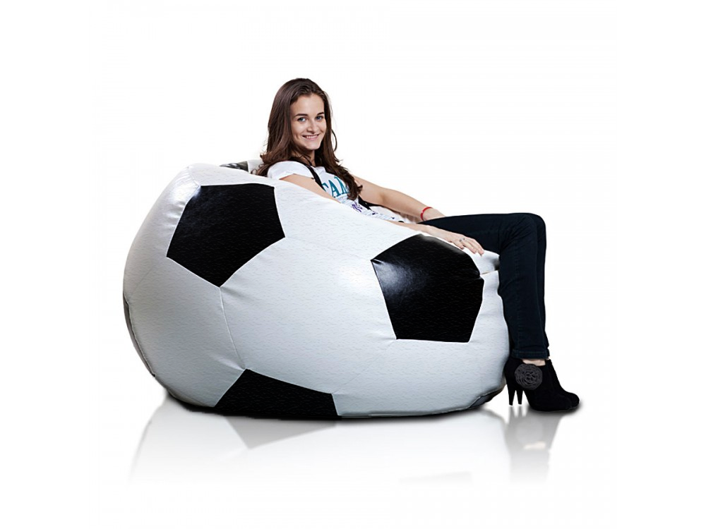 VOETBAL ZITZAK - Eco-leer - Polystyreen Vulling - Zwart Wit