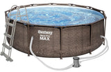 Opzetzwembad - 366x100 cm met pomp en accessoires - Rattan-look bruin