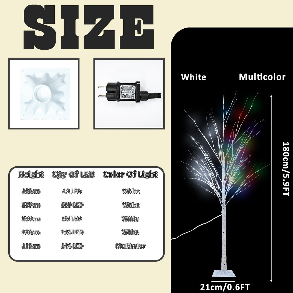 KUNSTBOOM - 180 cm - LED Verlichting - 8 Lichtstanden - Koud Wit