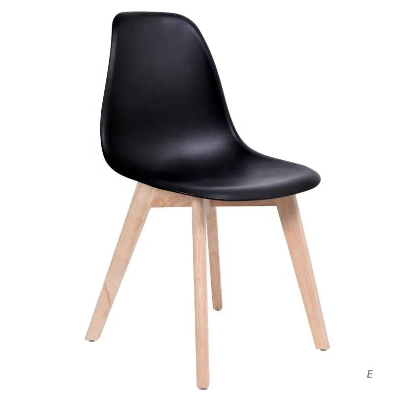 Eetkamerstoel - Polypropyleen Beukenhout - Zwart 6 Stuks