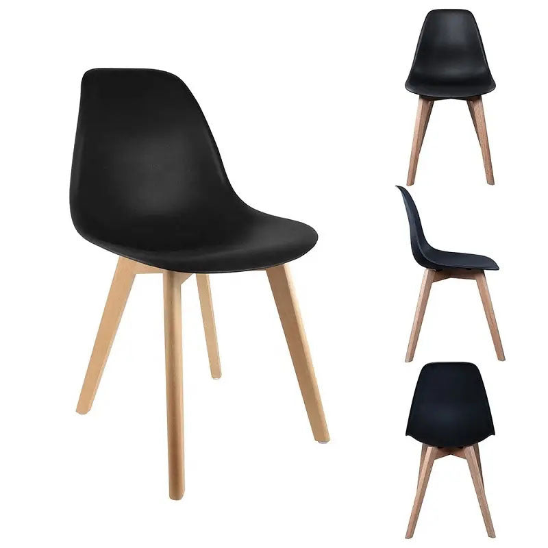 EETKAMERSTOELEN - Set van 2 - Polypropyleen en Beukenhout - Zwart