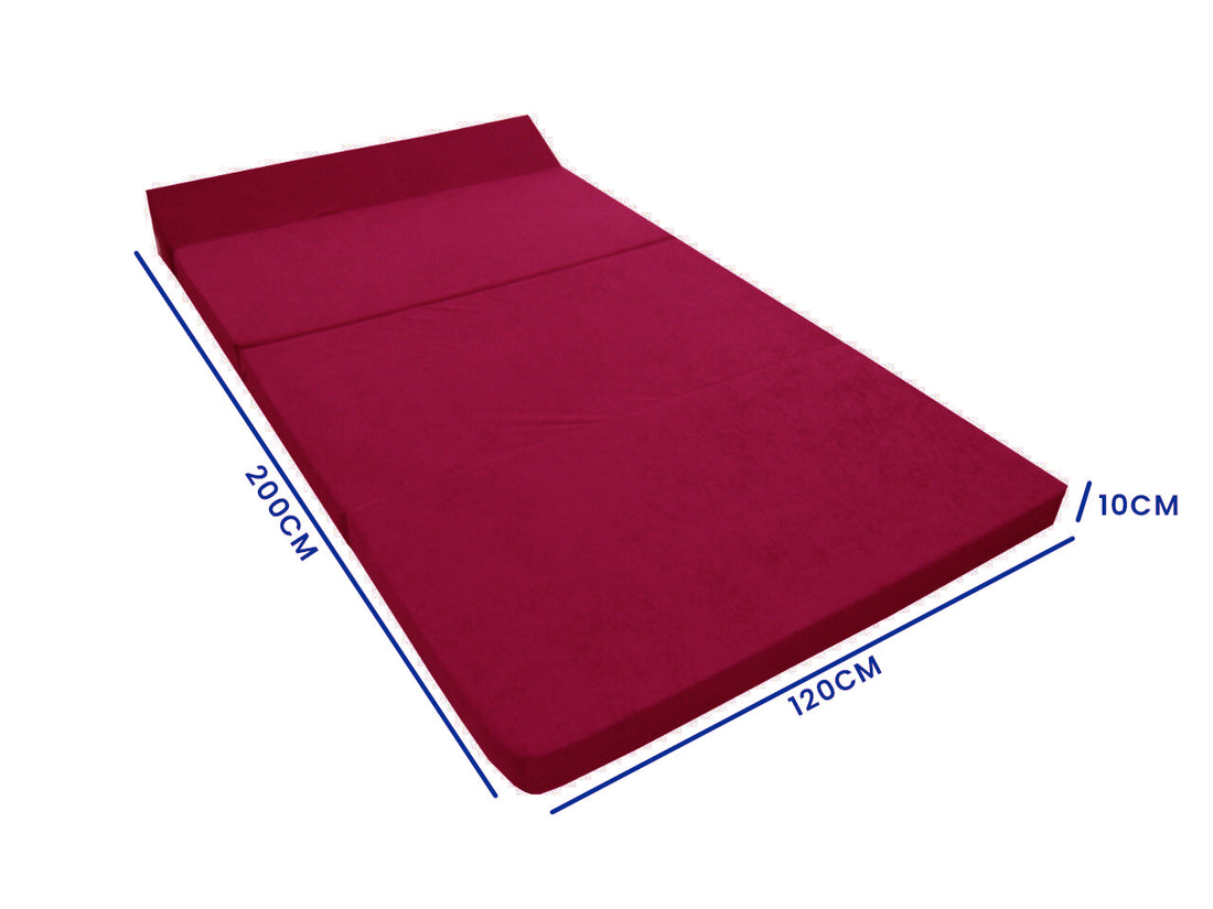 Opvouwbaar matras - wasbare hoes - bordeaux - 200x120x10 cm