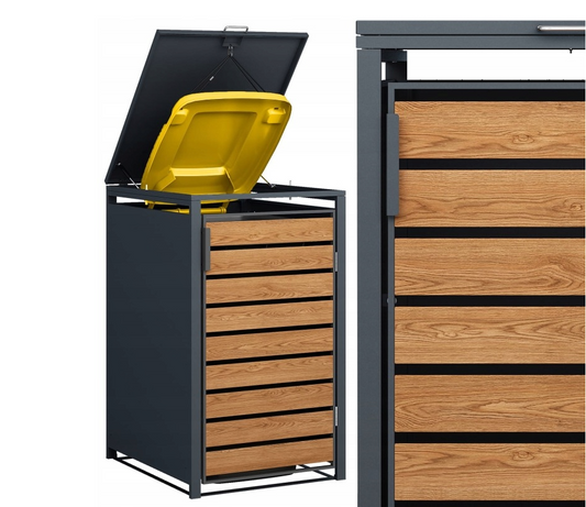 CONTAINER OMBouw - Geschikt voor 240L - Antraciet/Houtlook