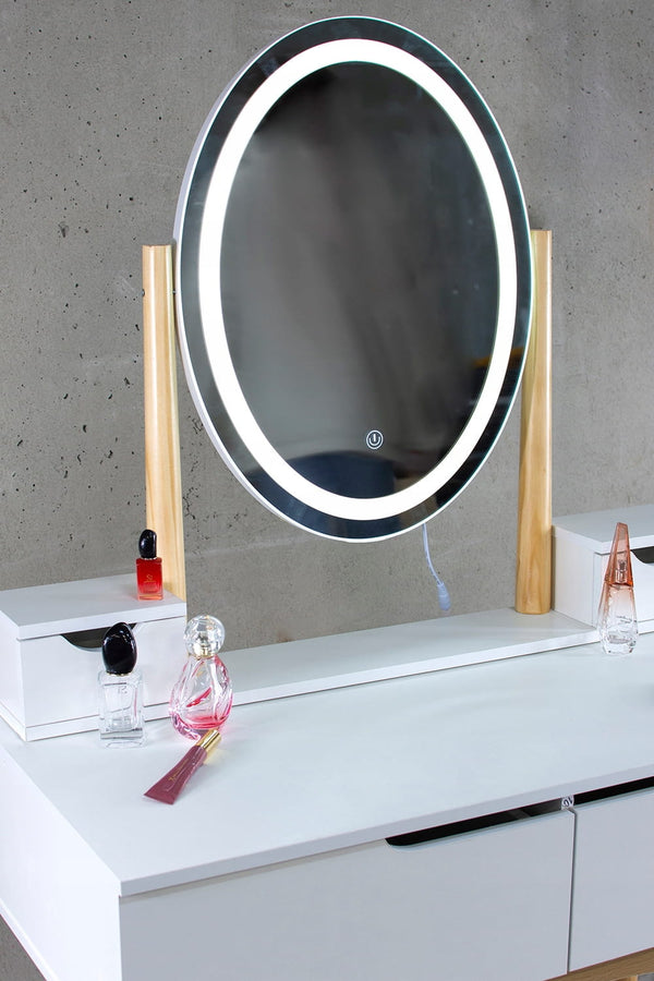 MAKE-UP TAFEL - LED Spiegel 2 Kleuren - Wit