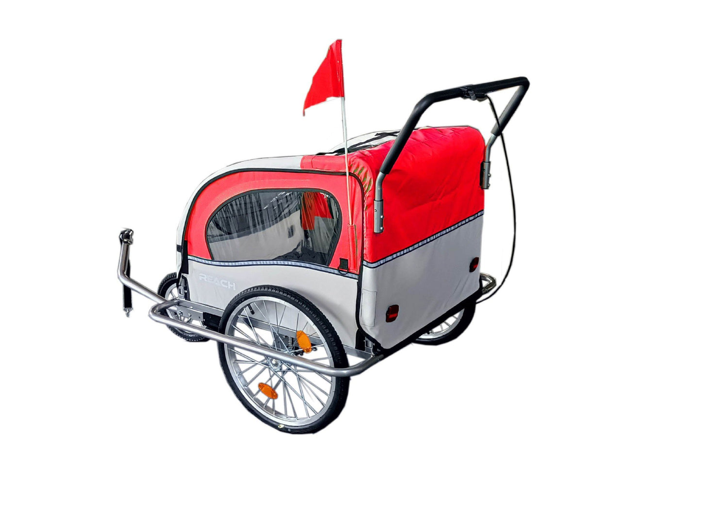 FIETSKAR - multifunctioneel met schokbreker en veiligheidsgordels - rood