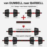 Halterset - Verstelbaar 30 kg - Zwart/Rood