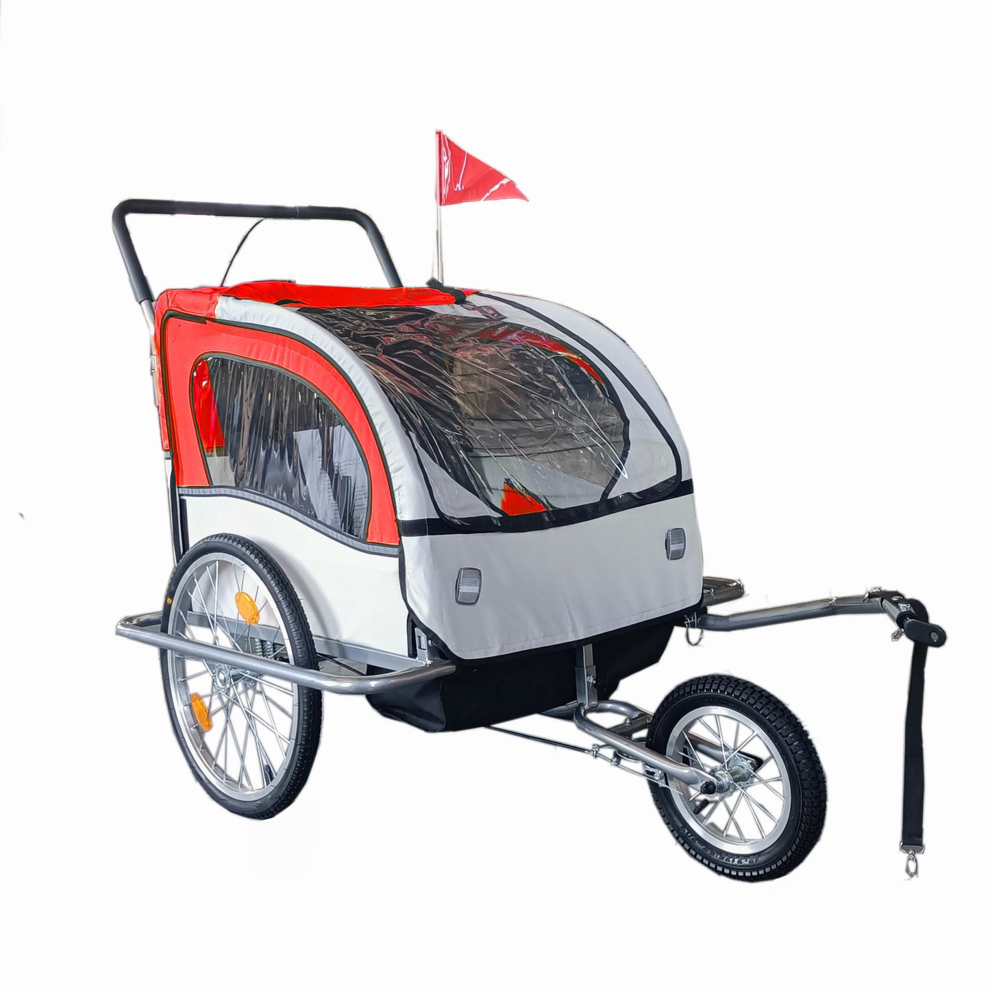 FIETSKAR - multifunctioneel met schokbreker en veiligheidsgordels - rood