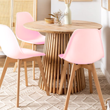 EETKAMERSTOELEN - Set van 4, polypropyleen, beukenhout - Roze