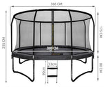 TRAMPOLINE - Veiligheidsnet-Ladder-Max 150kg - Zwart-366cm