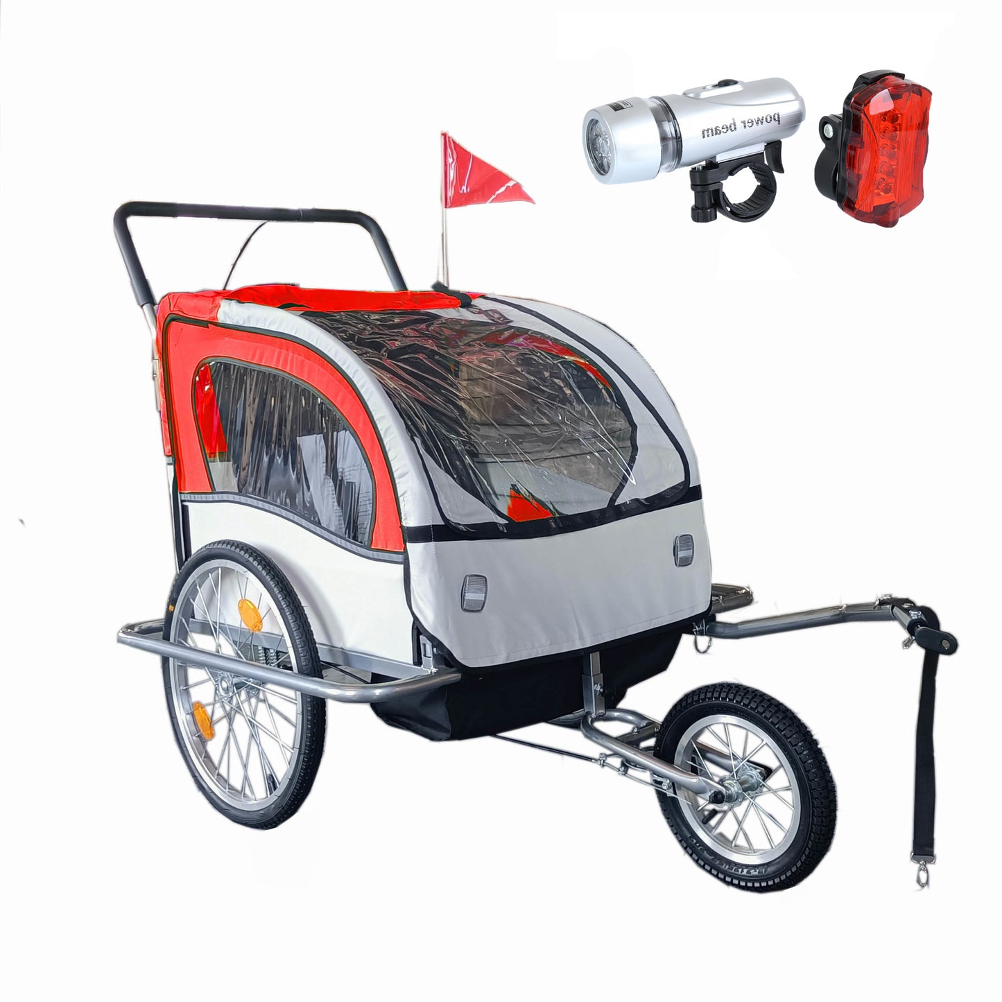 FIETSKAR - multifunctioneel met schokbreker en veiligheidsgordels - rood