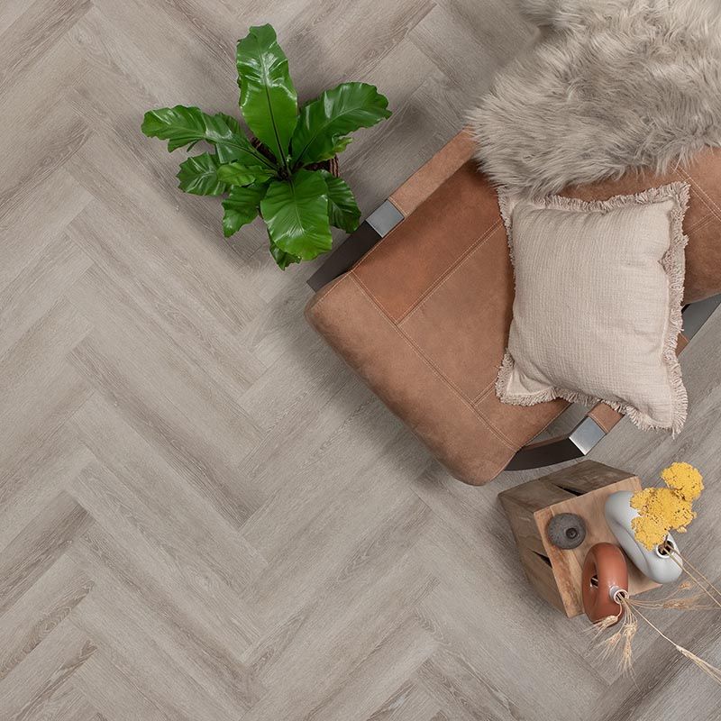 Emily - visgraat – plak grijs eiken - pvc