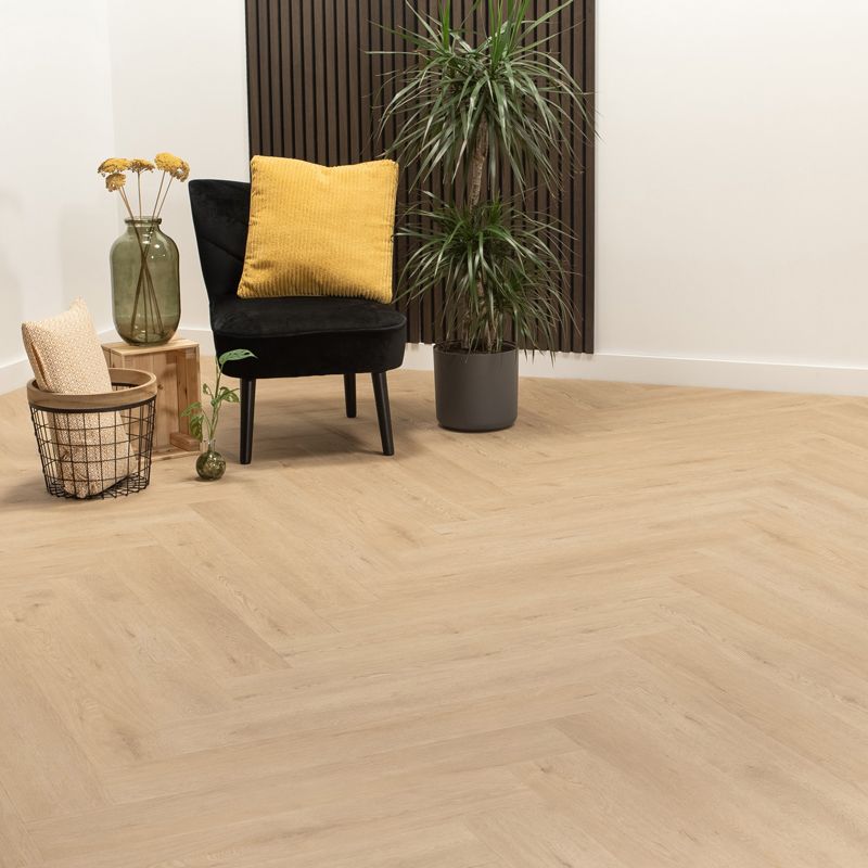 Eleanor - walvisgraat click - gaia grijsbeige - pvc