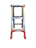 HUISHOUDTRAP - aluminium - 2x3 treden - zilver/rood