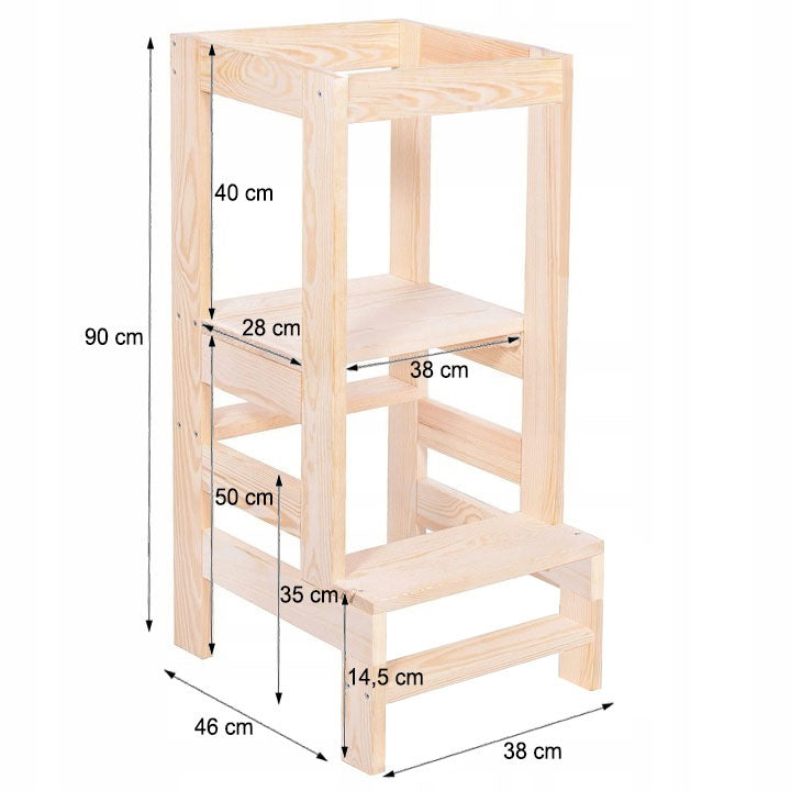 LEERTOR - Verstelbaar Berkenhout - 90cm Hoogte
