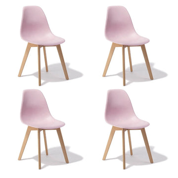 EETKAMERSTOELEN - Set van 4, polypropyleen, beukenhout - Roze