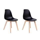 EETKAMERSTOELEN - Set van 2 - Polypropyleen en Beukenhout - Zwart