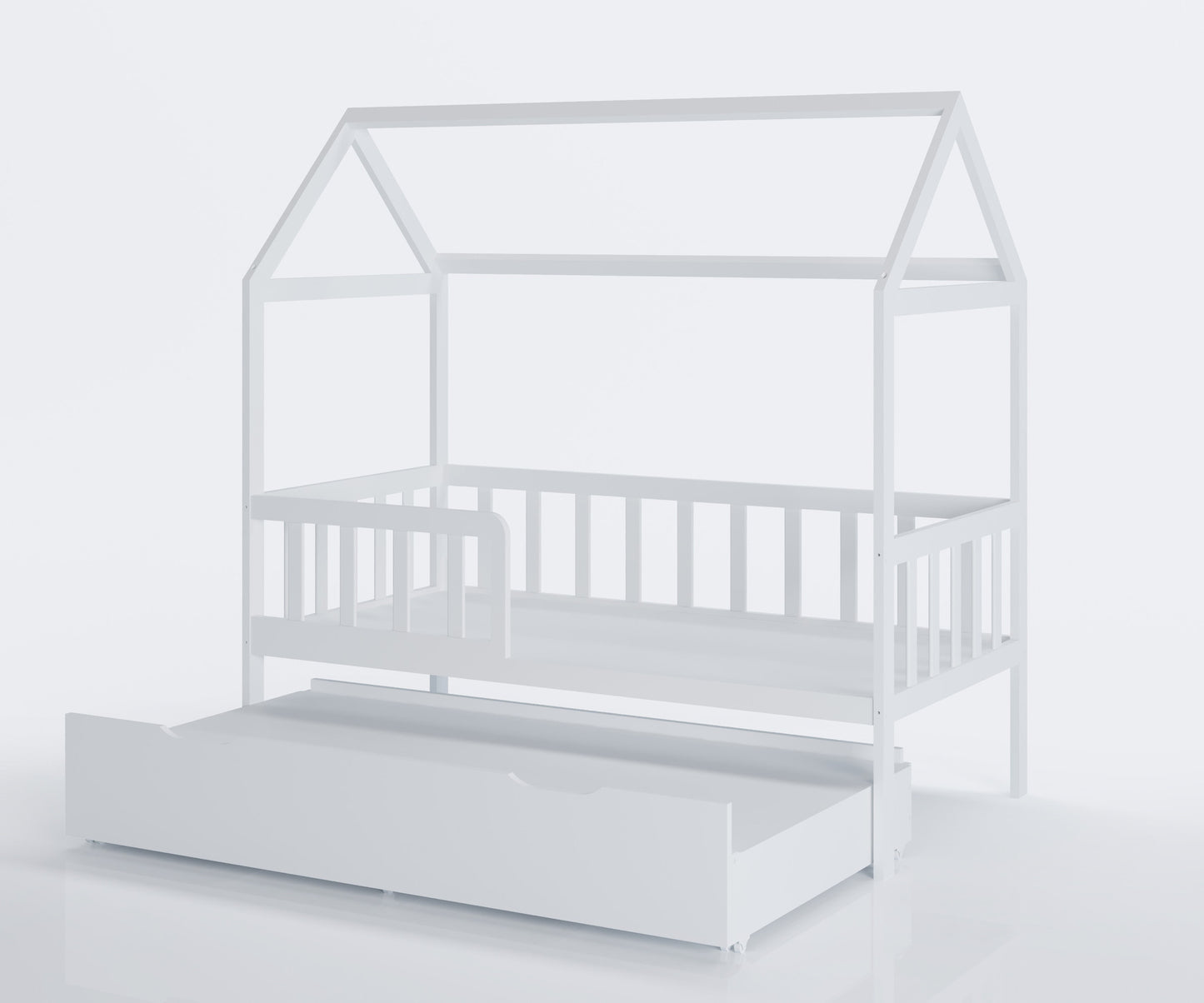 HUISBED - ecologisch vurenhout - met logeerbed en bedlade - wit - 160x80 cm