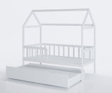 HUISBED - ecologisch vurenhout - met logeerbed en bedlade - wit - 160x80 cm
