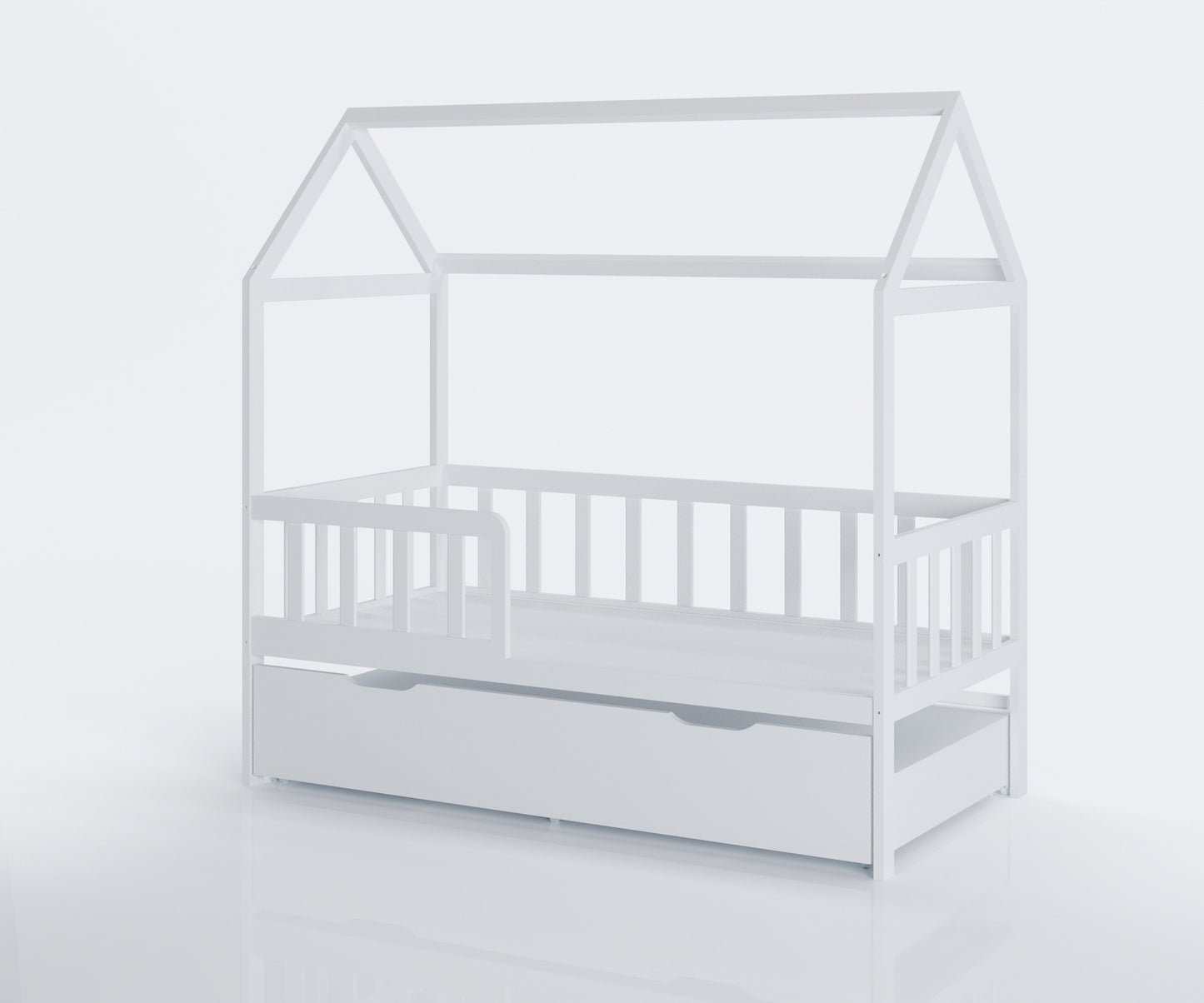 HUISBED - ecologisch vurenhout - met logeerbed en bedlade - wit - 160x80 cm