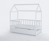 HUISBED - ecologisch vurenhout - met logeerbed en bedlade - wit - 160x80 cm