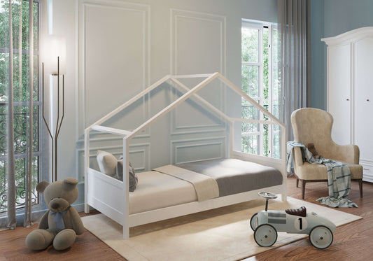 HUISBED - massief grenenhout - wit - 90x200cm