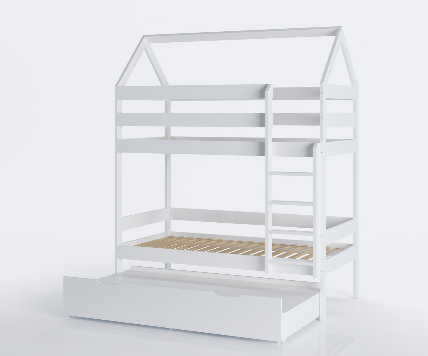 STAPELBED - massief grenenhout-eco friendly verf-bedlade - wit-160x80cm