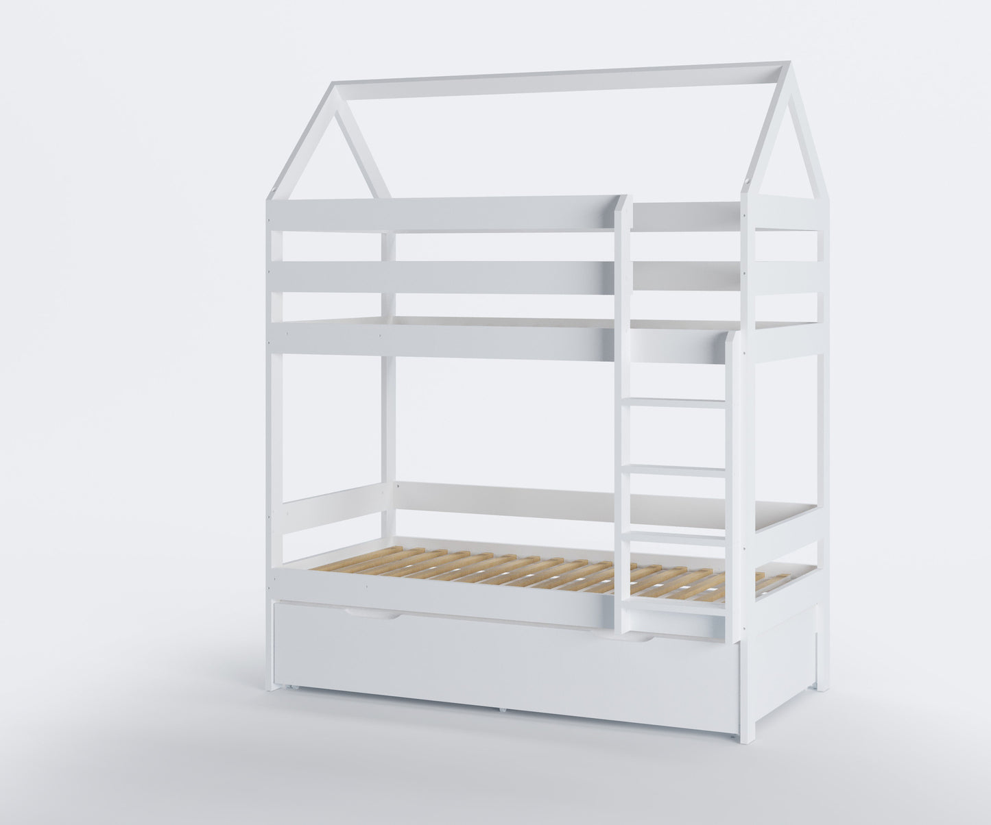 STAPELBED - massief grenenhout-eco friendly verf-bedlade - wit-160x80cm