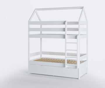 STAPELBED - massief grenenhout-eco friendly verf-bedlade - wit-160x80cm