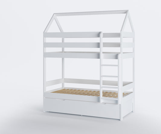 STAPELBED - massief grenenhout-eco friendly verf-bedlade - wit-160x80cm