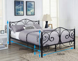 BEDFRAME - Metalen - Inclusief Lattenbodem - Zwart - 140x200cm