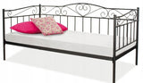 BEDFRAME - Metalen frame met hartdecoratie - Zwart - 90x200 cm