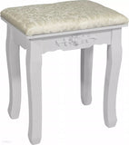Kaptafel - LED-verlichte spiegel, 5 lades, inclusief kruk - Wit 80x40x137 cm