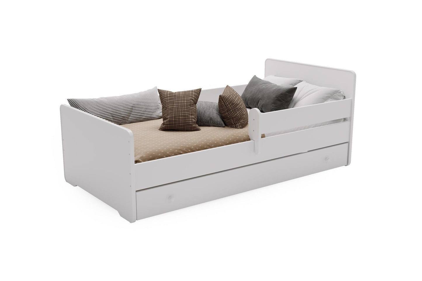 Peuterbed - uitvalbeveiliging en lade - wit