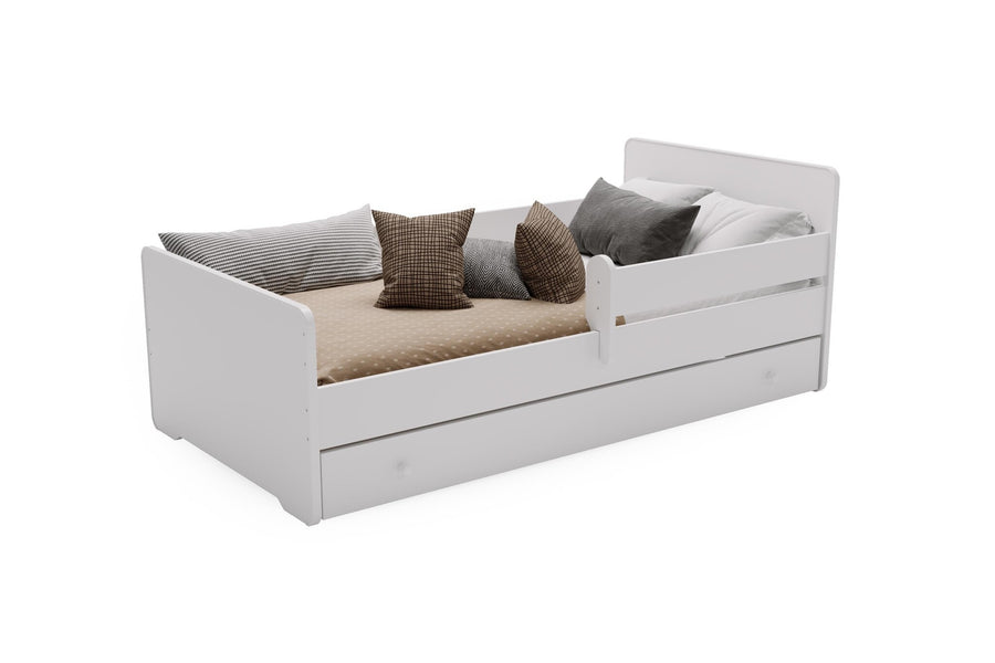 Peuterbed - uitvalbeveiliging en lade - wit