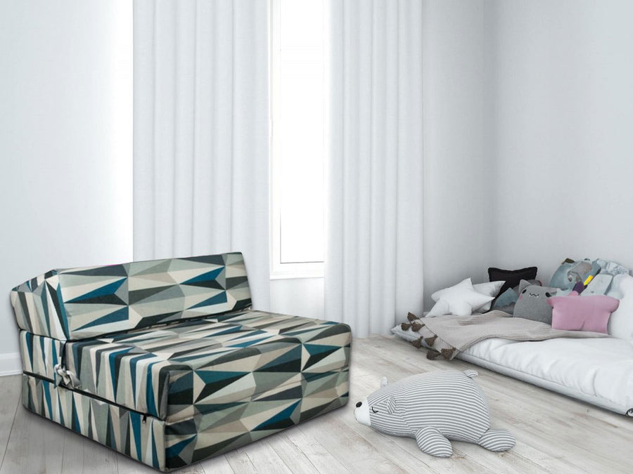 Opvouwbaar matras - luxe comfort, wasbare hoes, 15 cm dik - blauw/beige/zwart - 200x90 cm