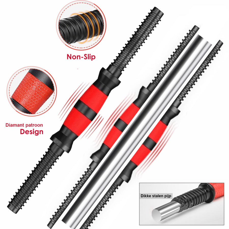 Halterset - Verstelbaar 30 kg - Zwart/Rood