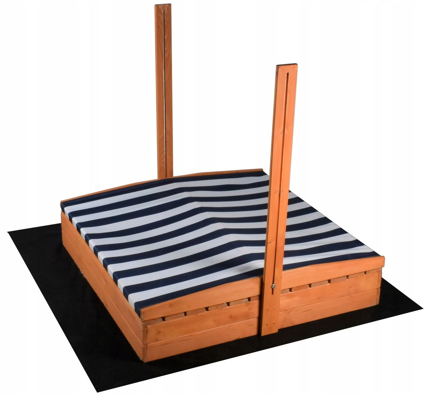 Zandbak - geïmpregneerd naaldhout met luifel en bankjes - 120x120x120 cm - hout/blauw/wit