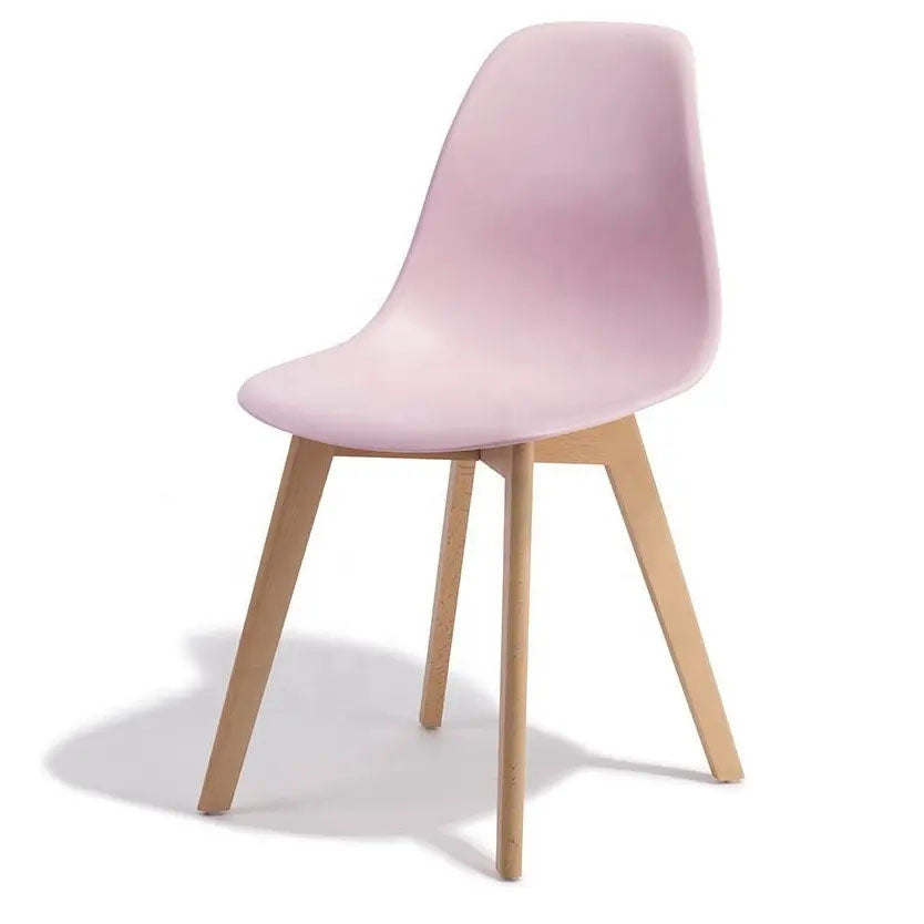 EETKAMERSTOELEN - Set van 4, polypropyleen, beukenhout - Roze