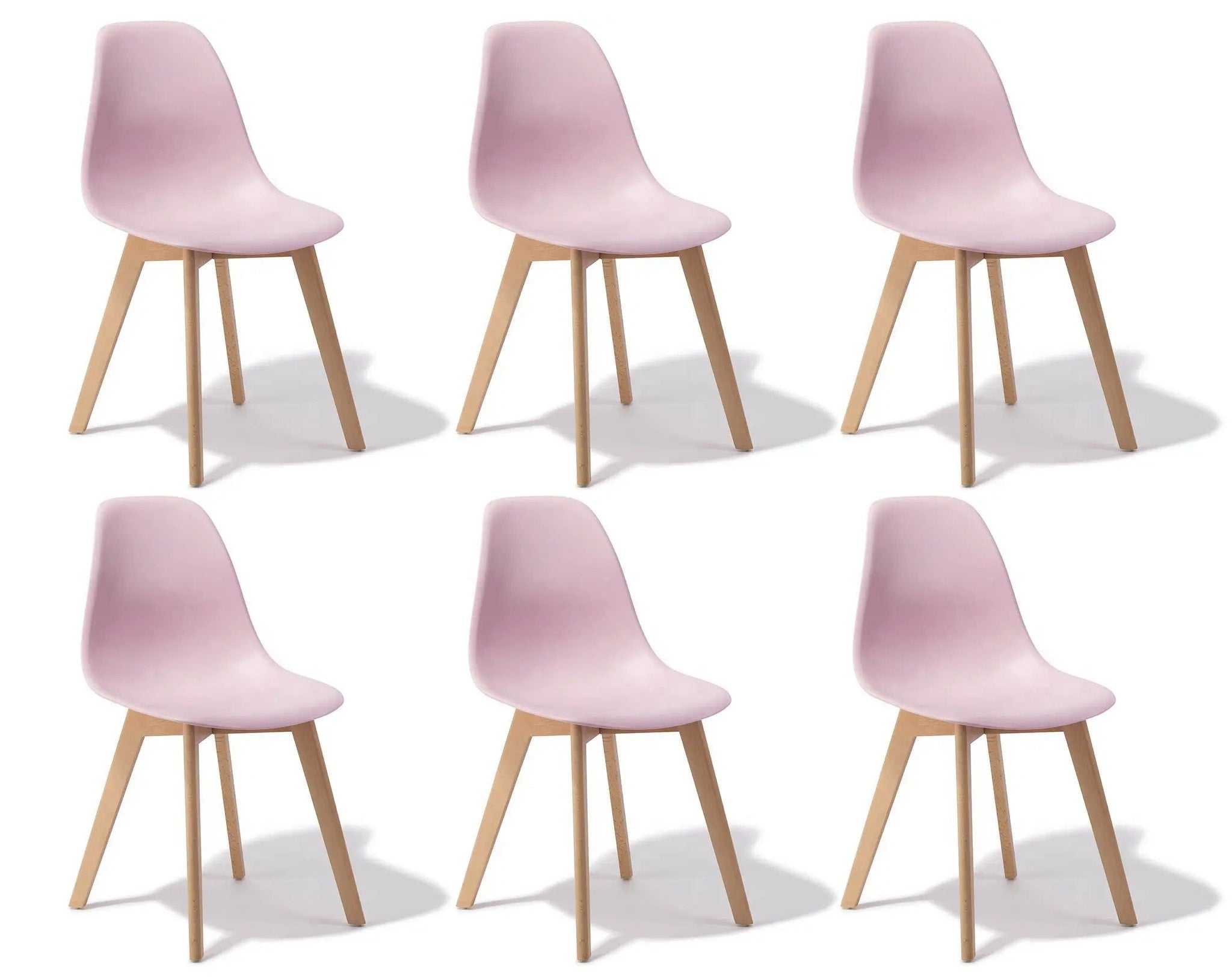 EETKAMERSTOEL - Set van 6 - Beukenhouten poten - Roze