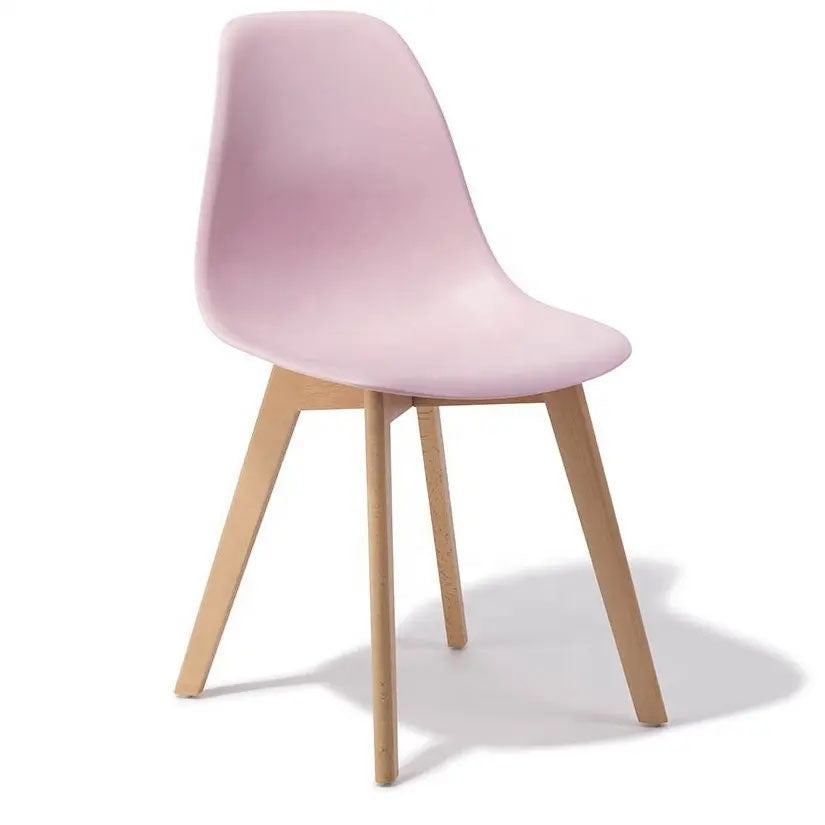 EETKAMERSTOEL - Set van 6 - Beukenhouten poten - Roze
