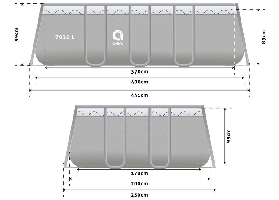 Opzetzwembad - 7020L 3-laags PVC met pomp - Grijs 400x200x99cm
