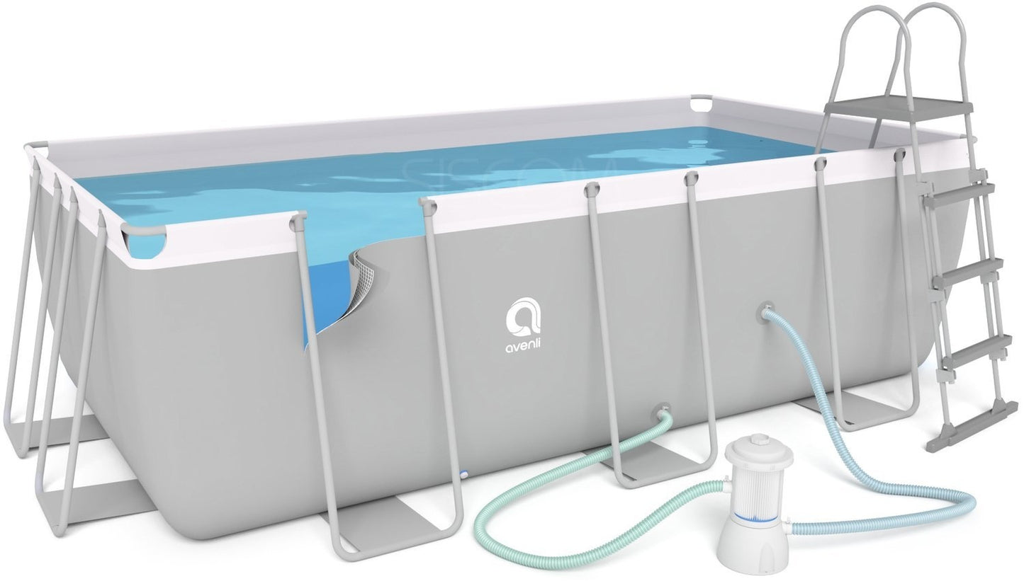 Opzetzwembad - 3-laags PVC, Pomp 2006 l/h - Grijs 400x207x122 cm