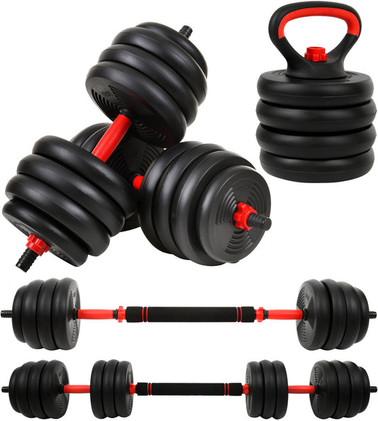 Halter- en Dumbbellset - 40kg Composiet - Zwart/Rood