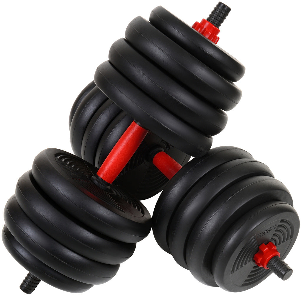 Halter- en Dumbbellset - 40kg Composiet - Zwart/Rood