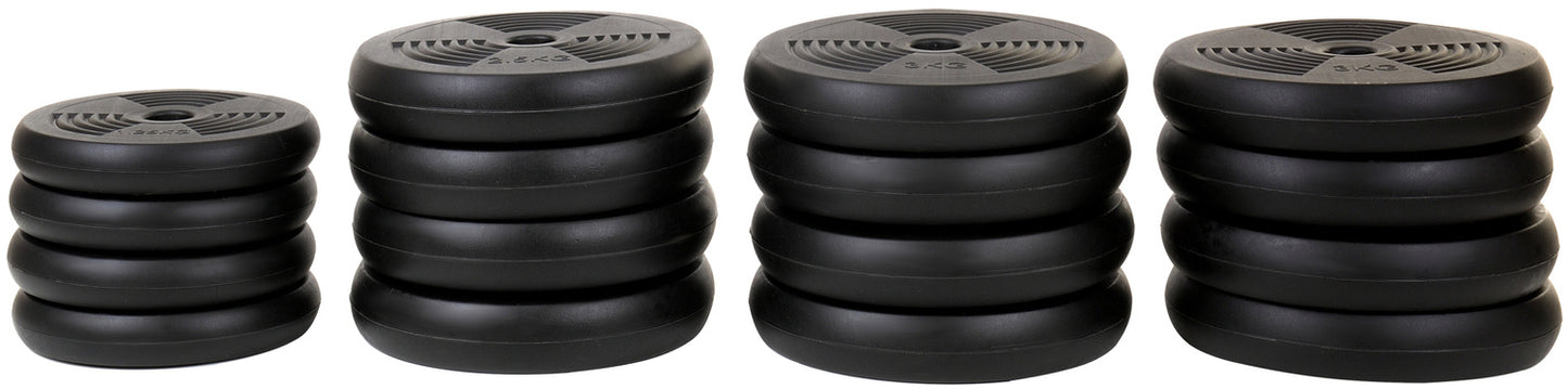 Halter- en Dumbbellset - 40kg Composiet - Zwart/Rood